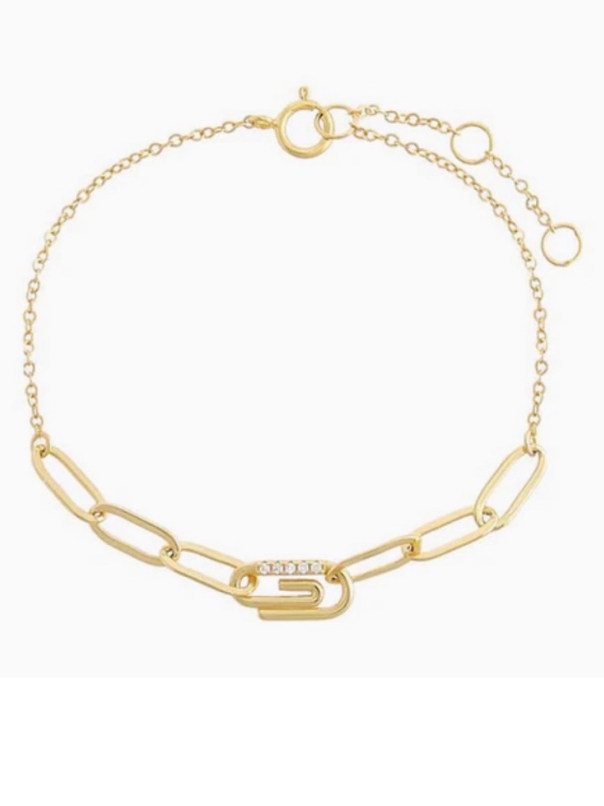 Adina Eden Gold Safety Pin Link Bracelet Nwt $60!